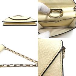 Valextra Business Card Holder/Card Case Holder Leather Ivory Women's h30458m