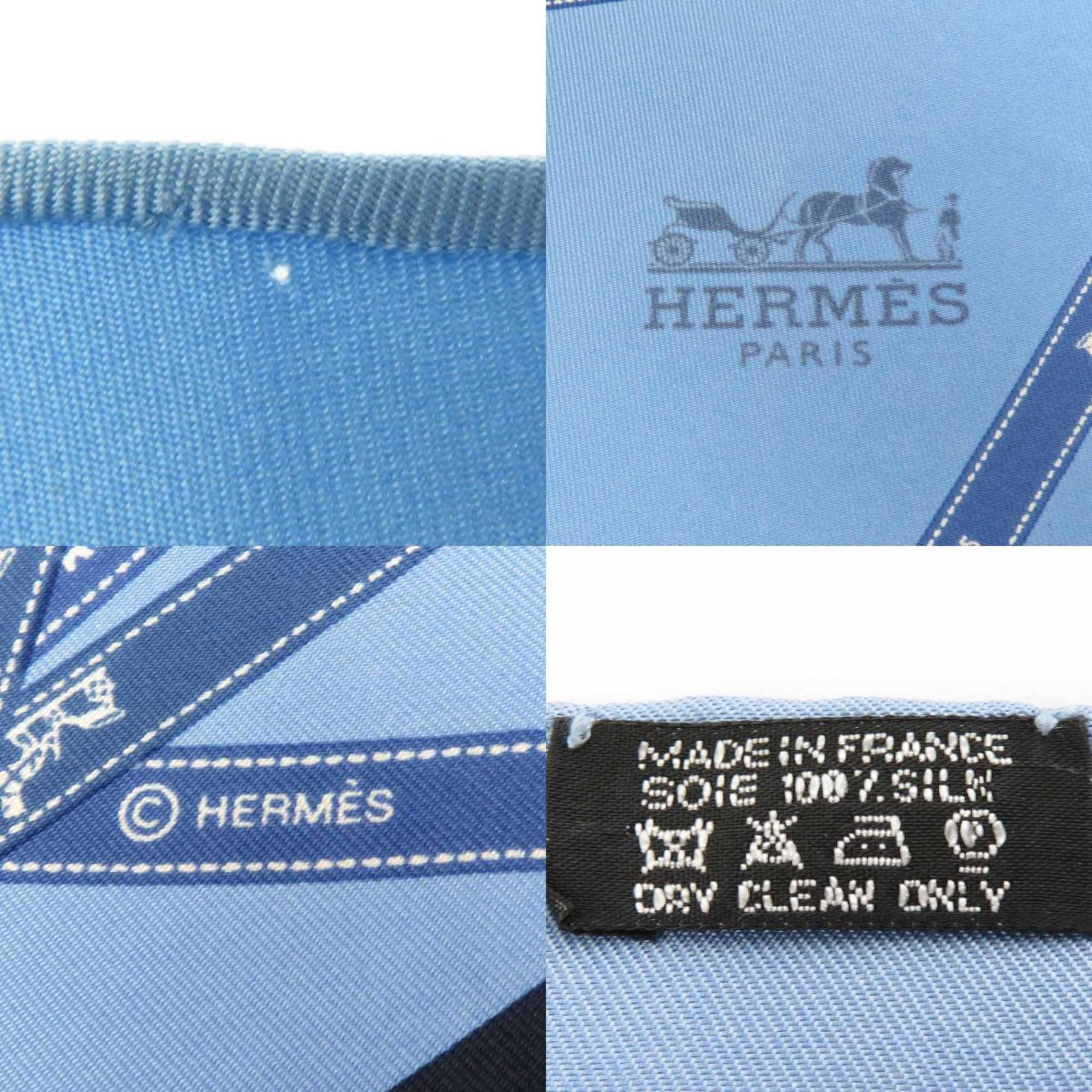 Hermes HERMES Scarf Muffler Bordeaux Silk Blue Women's e59065j