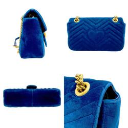 GUCCI Shoulder Bag GG Marmont Velvet Blue Women's 443497 z2089