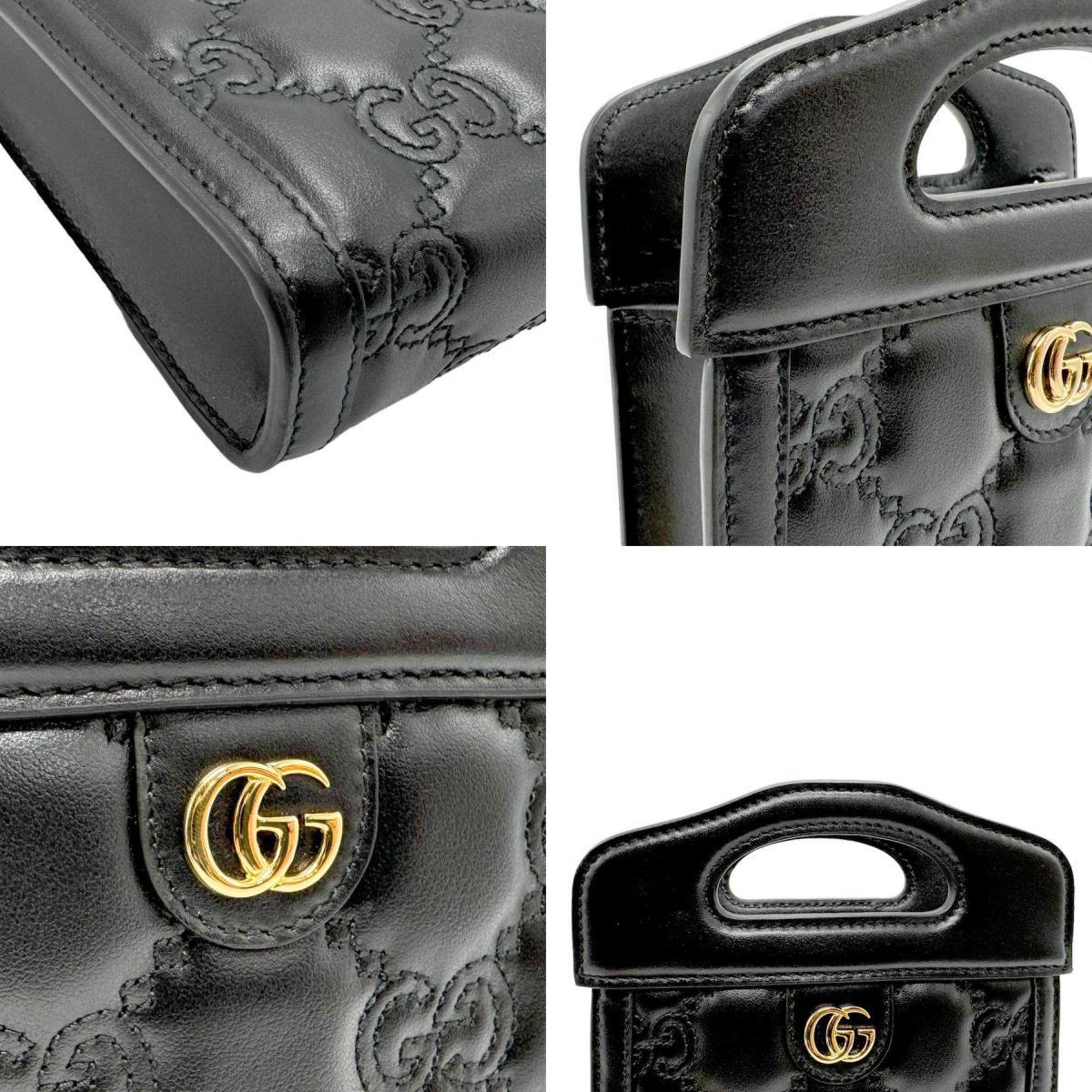 GUCCI Shoulder Bag GG Matelasse Leather Black Women's 723776 z2172