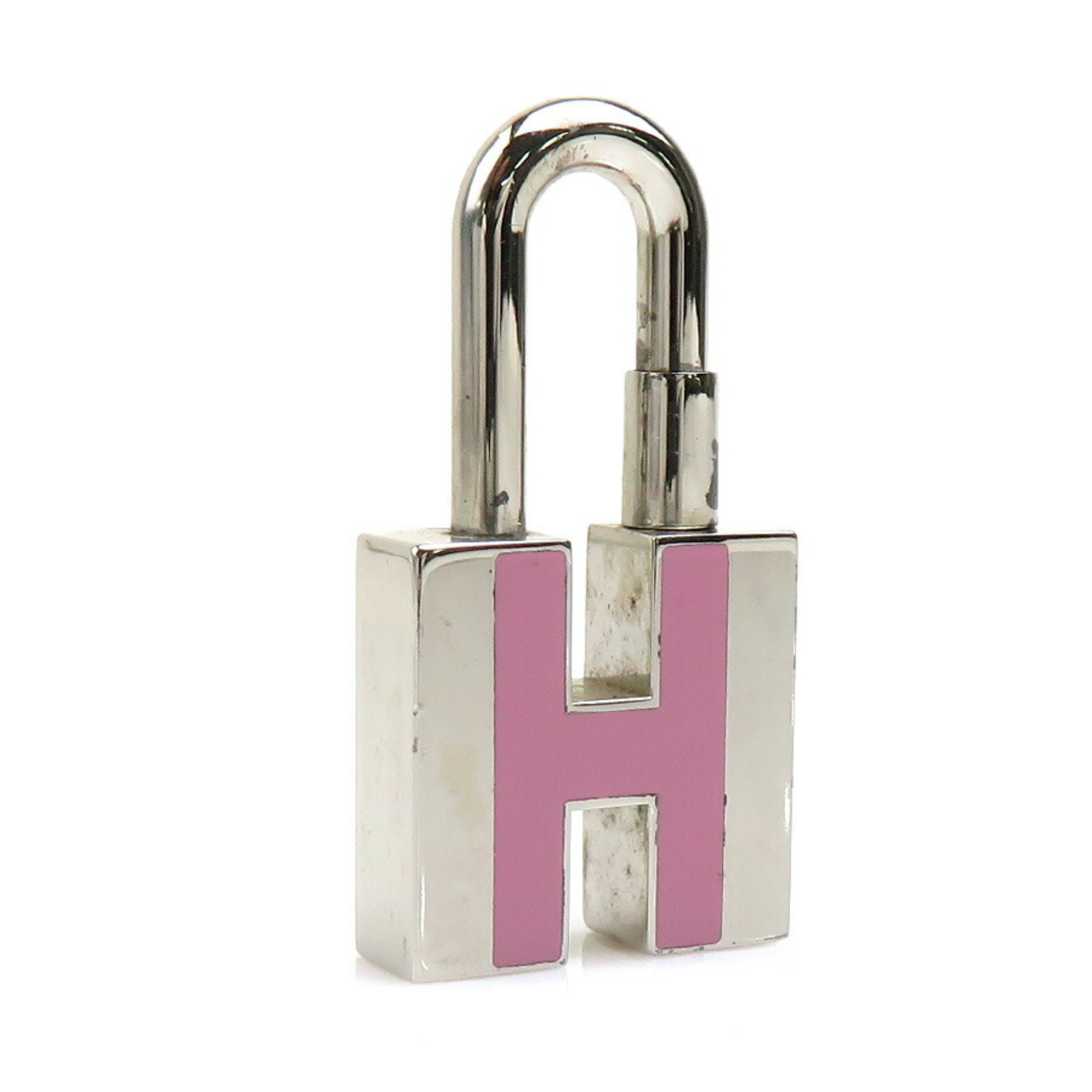 Hermes HERMES Cadena Charm H Metal Silver x Pink Men Women a0464