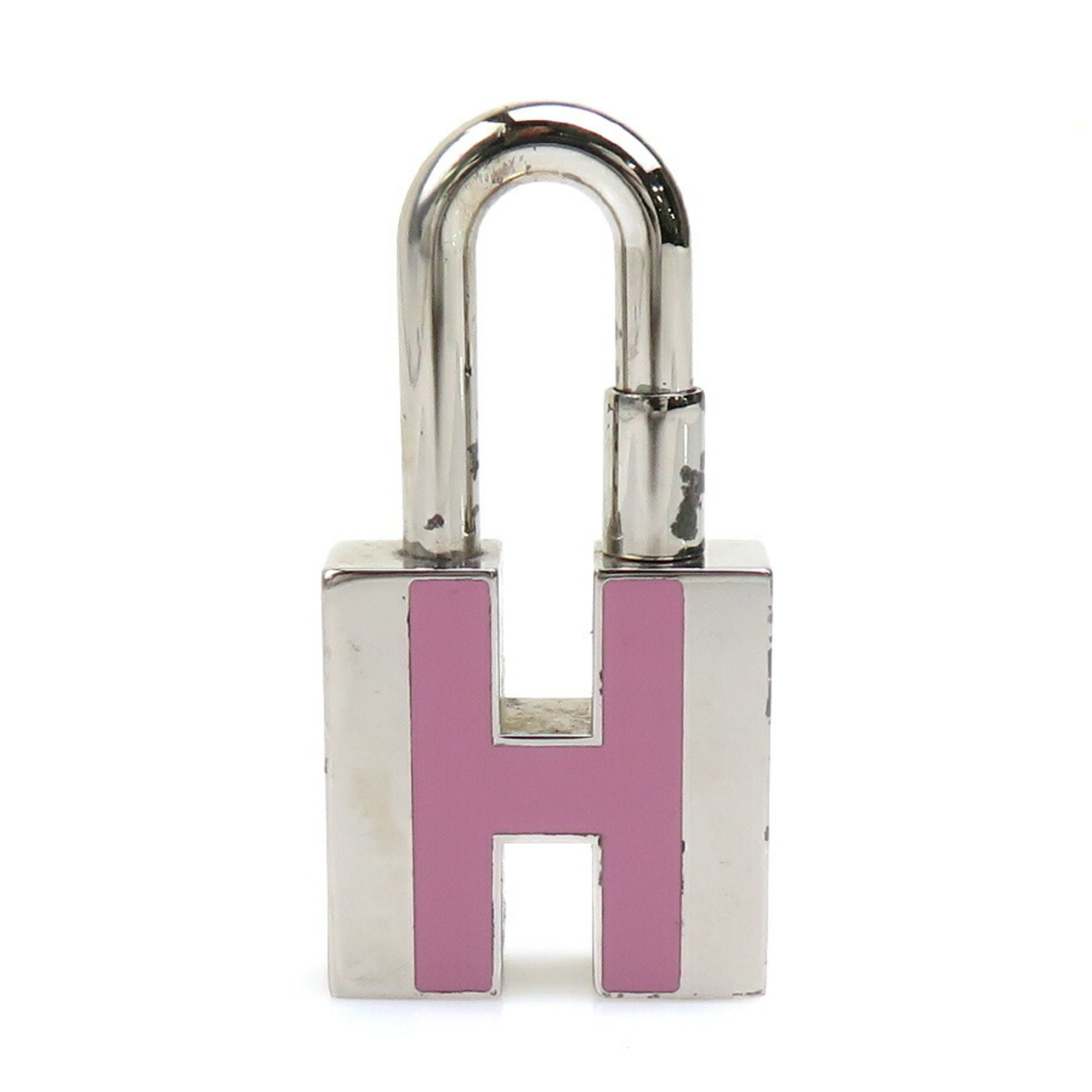 Hermes HERMES Cadena Charm H Metal Silver x Pink Men Women a0464