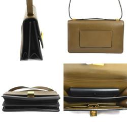 CELINE Shoulder Bag Leather Khaki Black Gold Women's e58977a