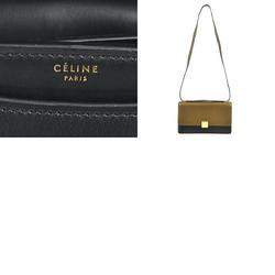 CELINE Shoulder Bag Leather Khaki Black Gold Women's e58977a