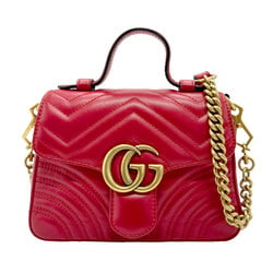 GUCCI Shoulder Bag Handbag GG Marmont Leather Red Women's 547260 z2091