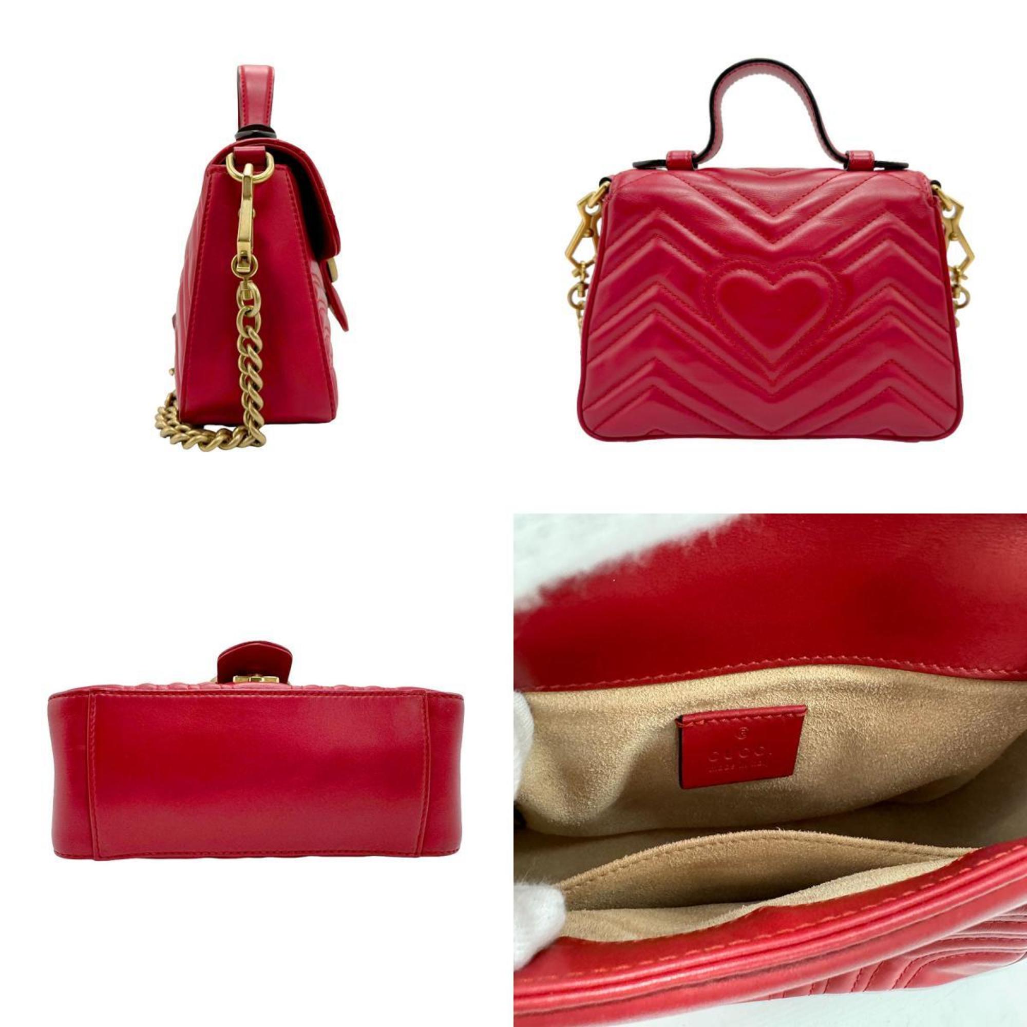 GUCCI Shoulder Bag Handbag GG Marmont Leather Red Women's 547260 z2091