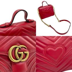 GUCCI Shoulder Bag Handbag GG Marmont Leather Red Women's 547260 z2091