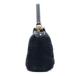 FENDI shoulder bag handbag micro peekaboo fur leather black gold ladies e58999j