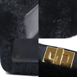 FENDI shoulder bag handbag micro peekaboo fur leather black gold ladies e58999j