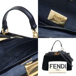 FENDI shoulder bag handbag micro peekaboo fur leather black gold ladies e58999j