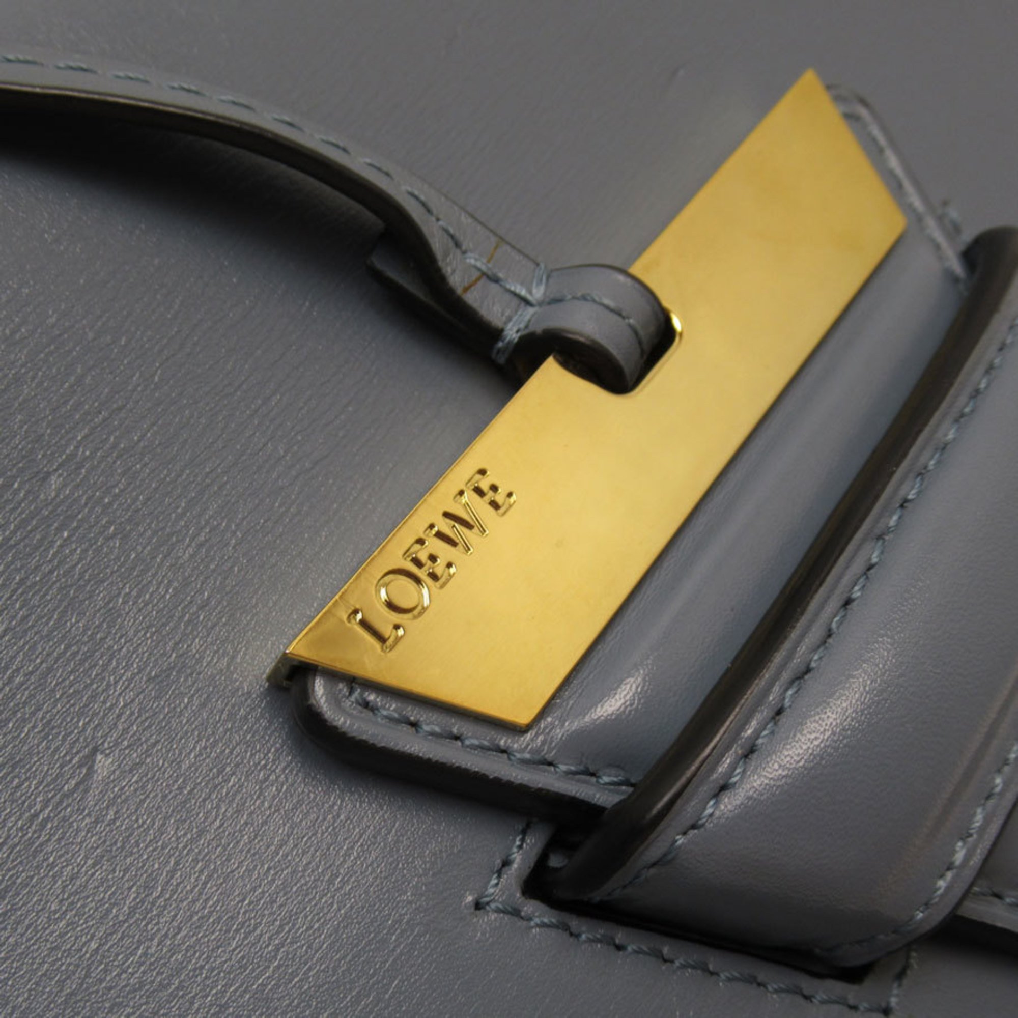 LOEWE shoulder bag Barcelona leather dark blue gold ladies w0647a