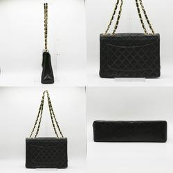 CHANEL Shoulder Bag Matelasse Chain Leather Black Gold Men's Women's PD321