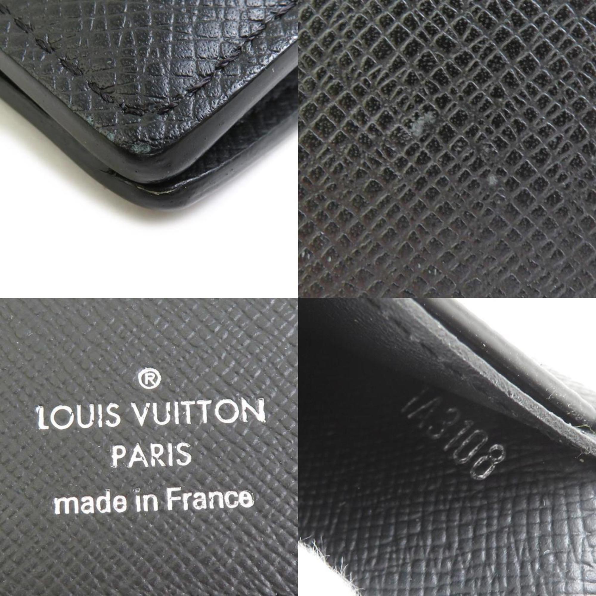 Louis Vuitton LOUIS VUITTON Bi-fold long wallet Taiga Portefeuille Brazza Black Men's M32572 e59022a