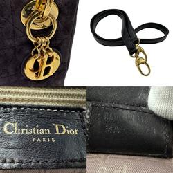 Christian Dior handbag shoulder bag Lady suede leather dark purple gold women's z2221