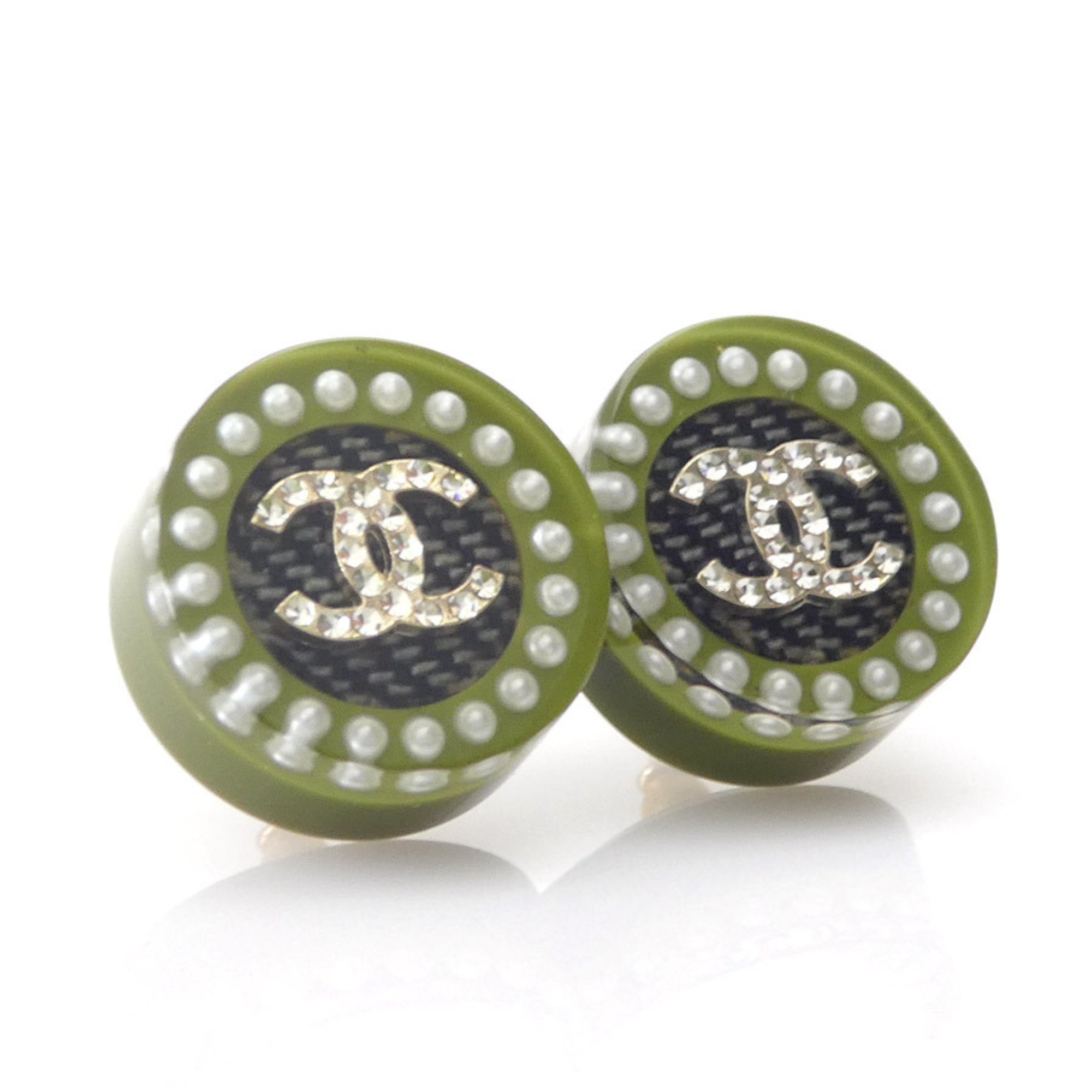 Chanel CHANEL Earrings Resin Green Women's h30463g