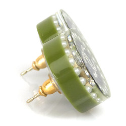 Chanel CHANEL Earrings Resin Green Women's h30463g