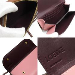 LOEWE Gate Continental Wallet Leather Brown Pink Gold Women's w0649a