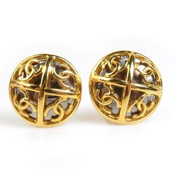 CHANEL Coco Mark Metal Earrings Gold Silver Women's e59006a