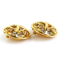 CHANEL Coco Mark Metal Earrings Gold Silver Women's e59006a