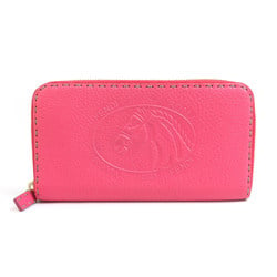 FENDI round long wallet Selleria leather pink gold ladies e59021a