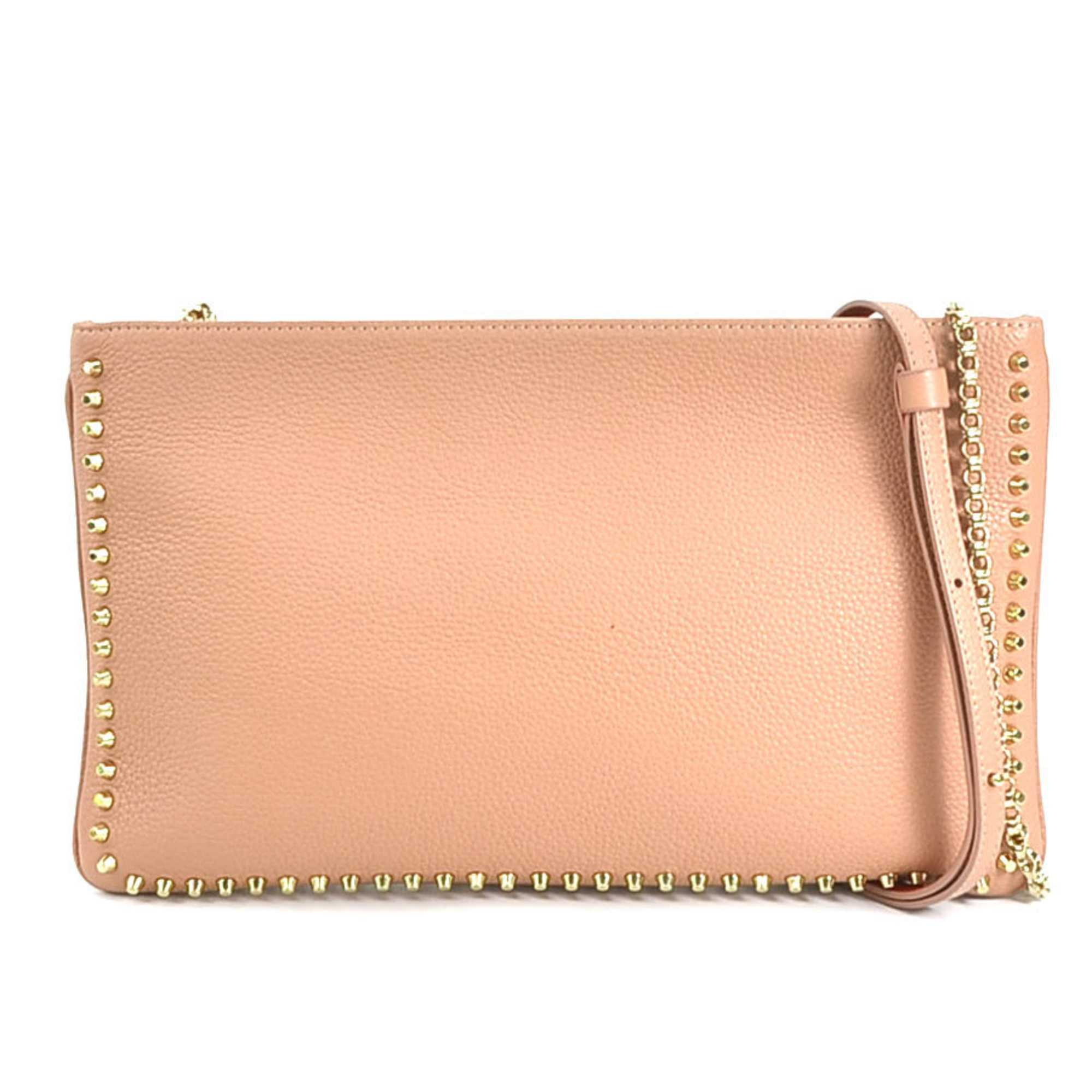 Christian Louboutin Shoulder Bag Leather Pink Beige Women's r10115j