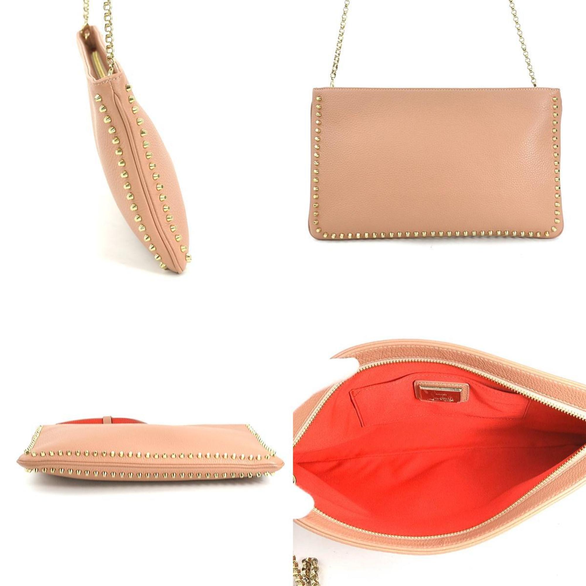 Christian Louboutin Shoulder Bag Leather Pink Beige Women's r10115j