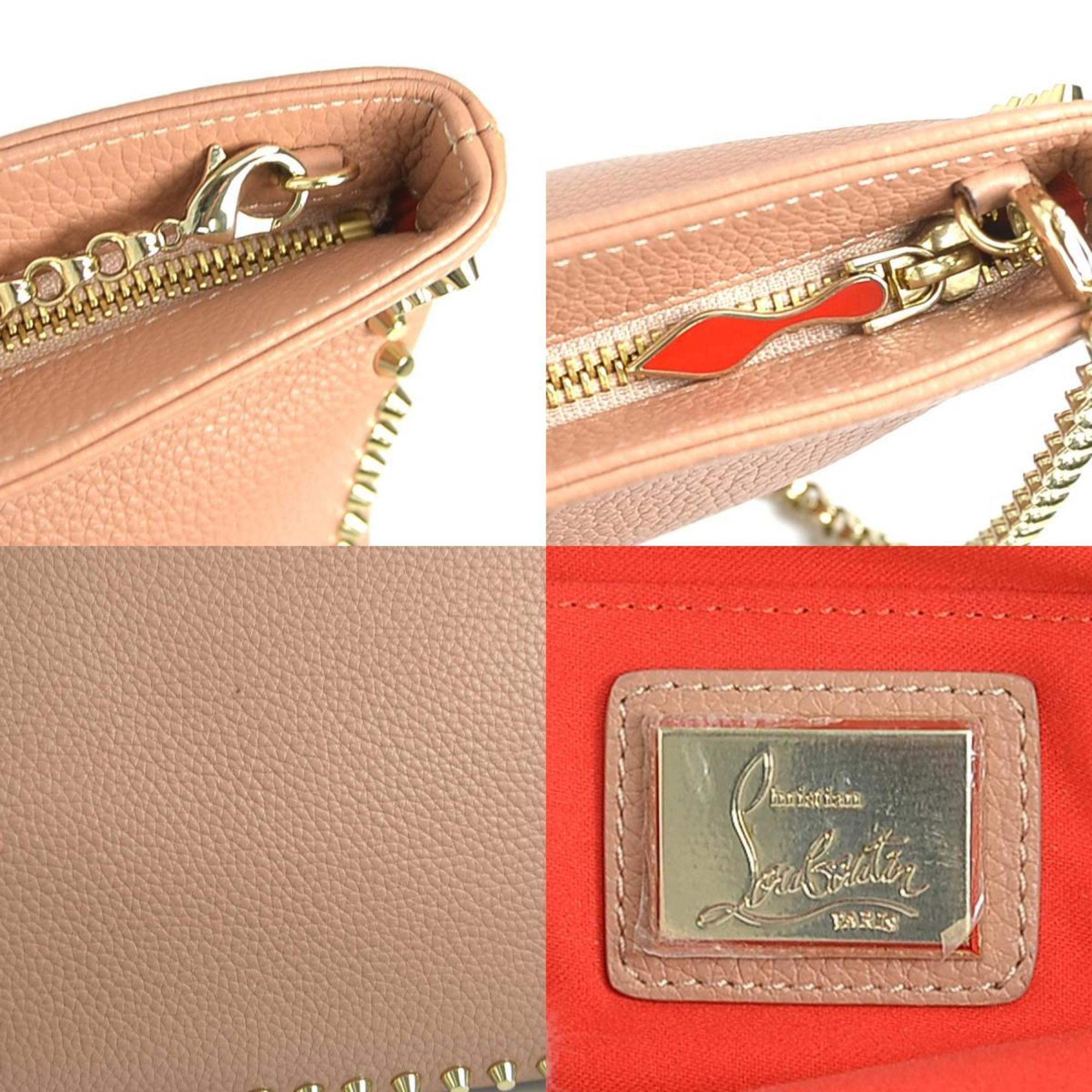 Christian Louboutin Shoulder Bag Leather Pink Beige Women's r10115j