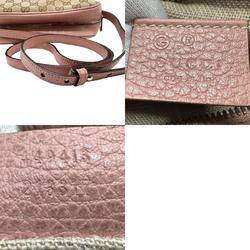 Gucci Shoulder Bag GG Canvas Leather Beige Brown Dark Pink Gold Women's 449413 n0248