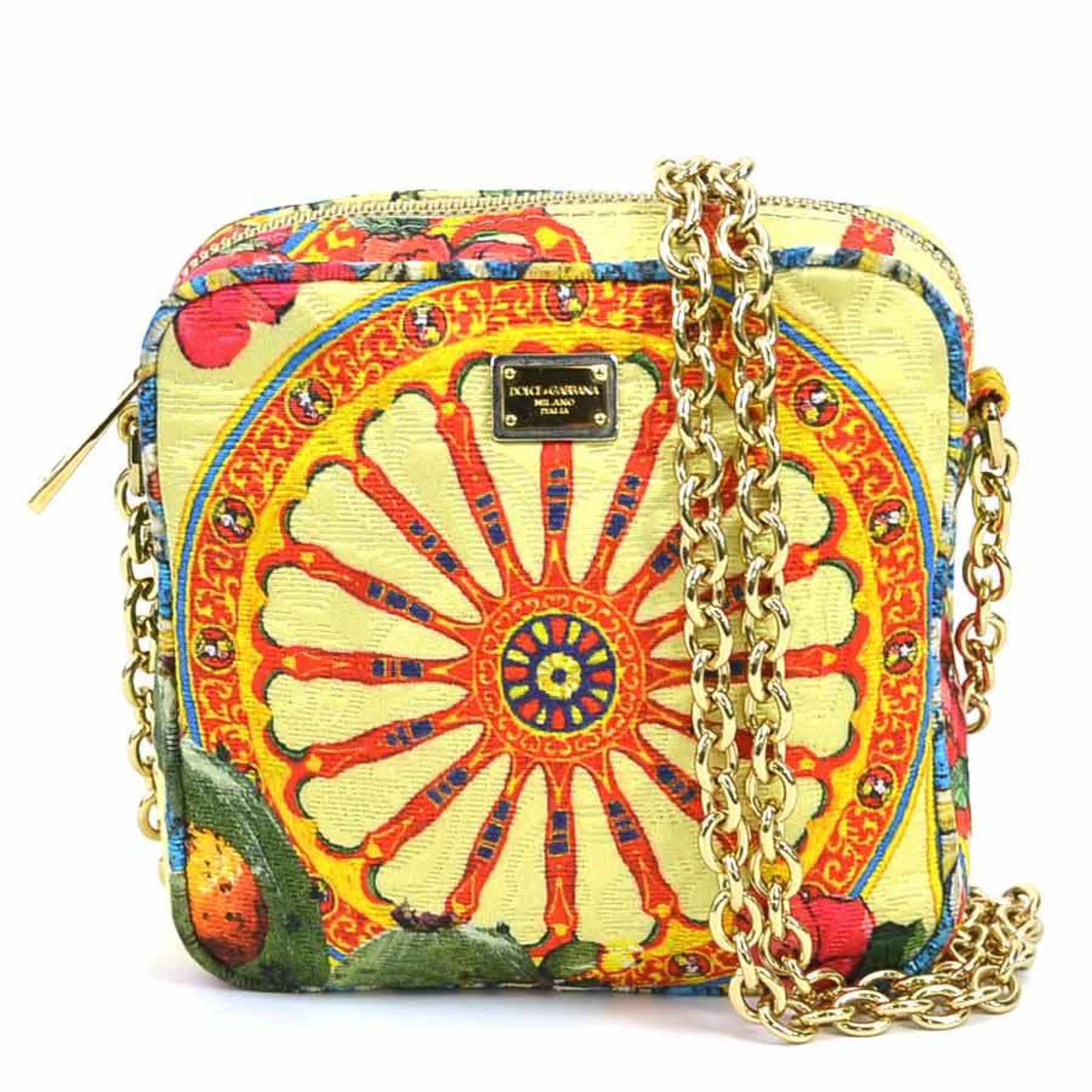 Dolce & Gabbana Shoulder Bag Canvas Multicolor Gold Women's e59036g