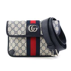 GUCCI Waist Bag Belt Ophidia GG Supreme Canvas Navy Silver Men's 674081 e59015a