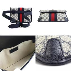 GUCCI Waist Bag Belt Ophidia GG Supreme Canvas Navy Silver Men's 674081 e59015a