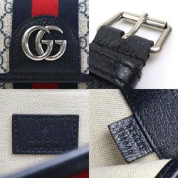 GUCCI Waist Bag Belt Ophidia GG Supreme Canvas Navy Silver Men's 674081 e59015a