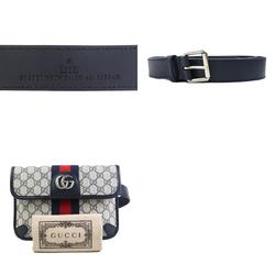 GUCCI Waist Bag Belt Ophidia GG Supreme Canvas Navy Silver Men's 674081 e59015a