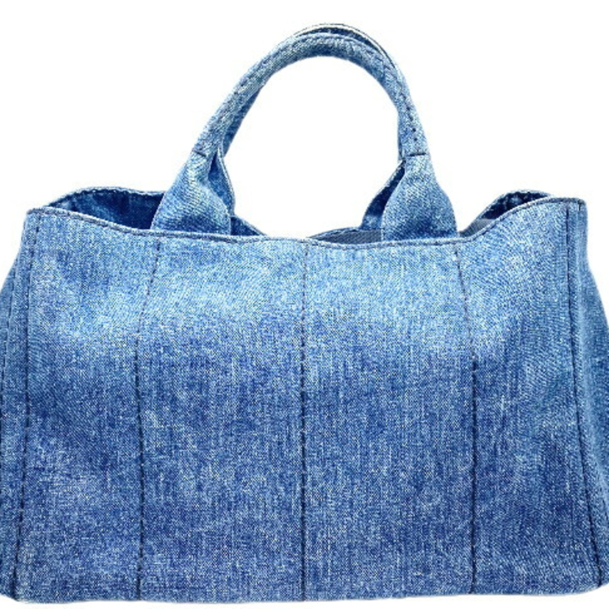 PRADA Prada Canapa B2642B Denim Blue Black Tote Bag Handbag Shoulder Women Men