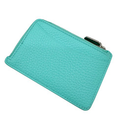 TIFFANY & CO. Tiffany Return to Wallet/Coin Case Zip Business Card Case/Card Leather Blue Coin Heart Motif Embossed Women's