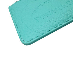 TIFFANY & CO. Tiffany Return to Wallet/Coin Case Zip Business Card Case/Card Leather Blue Coin Heart Motif Embossed Women's