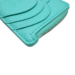 TIFFANY & CO. Tiffany Return to Wallet/Coin Case Zip Business Card Case/Card Leather Blue Coin Heart Motif Embossed Women's