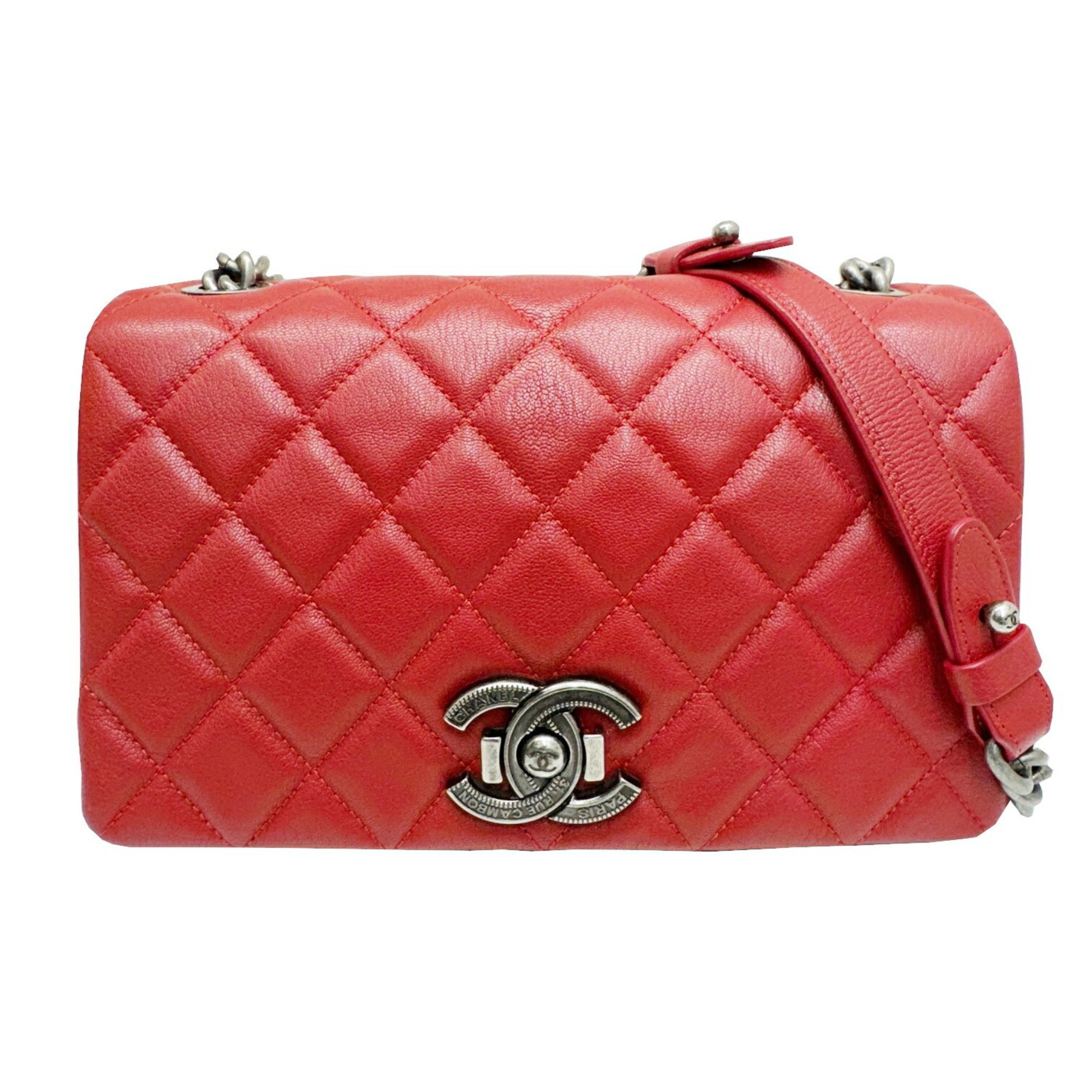 CHANEL Chanel Matelasse Full Flap Chain Shoulder Caviar Skin Bag Women's Red 23 Series