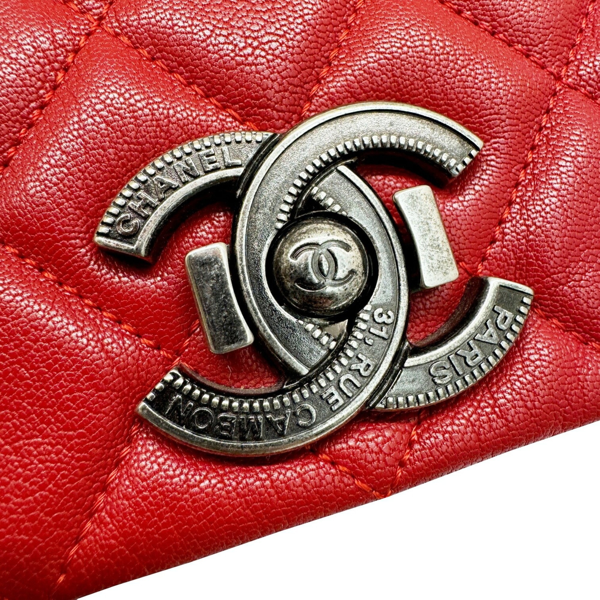 CHANEL Chanel Matelasse Full Flap Chain Shoulder Caviar Skin Bag Women's Red 23 Series