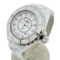 CHANEL J12 33mm White 12P Diamond H1628 Ceramic Index Date Change Quartz Battery Operated Wristwatch Women's Watch