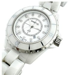 CHANEL J12 33mm White 12P Diamond H1628 Ceramic Index Date Change Quartz Battery Operated Wristwatch Women's Watch