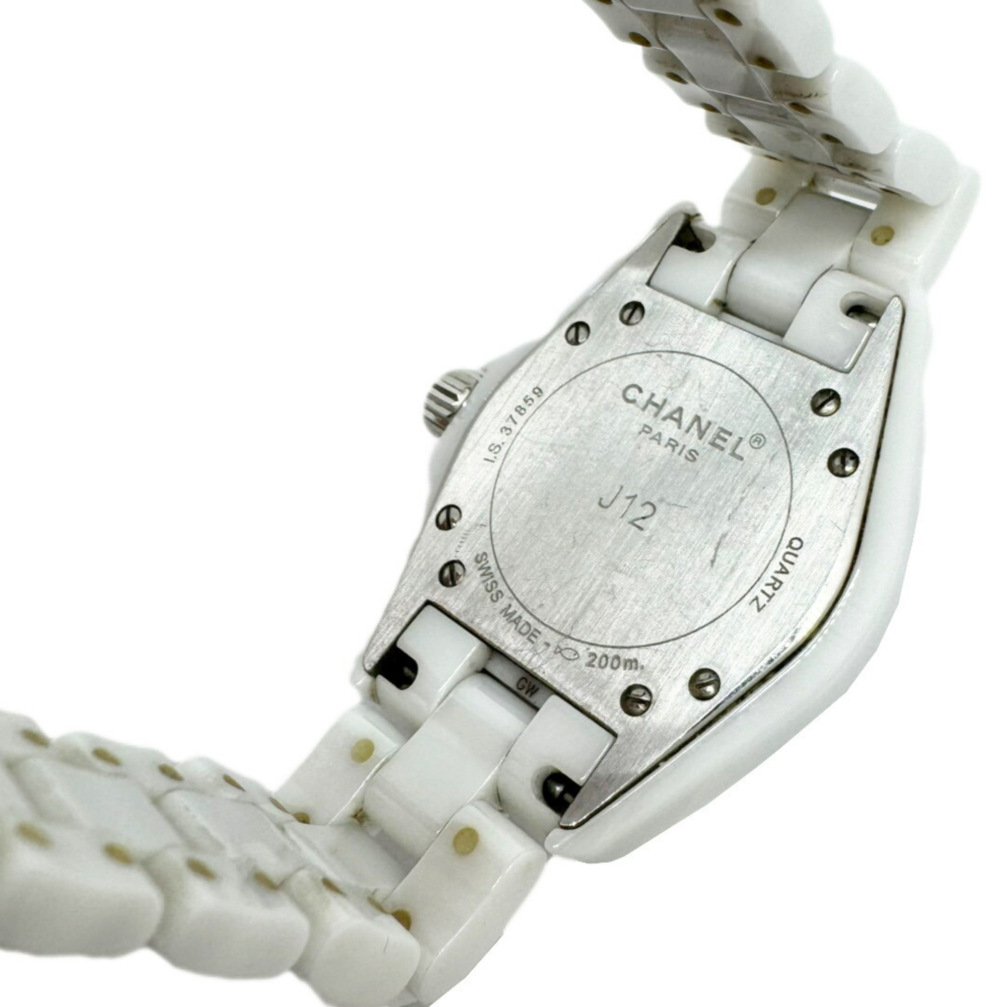 CHANEL J12 33mm White 12P Diamond H1628 Ceramic Index Date Change Quartz Battery Operated Wristwatch Women's Watch