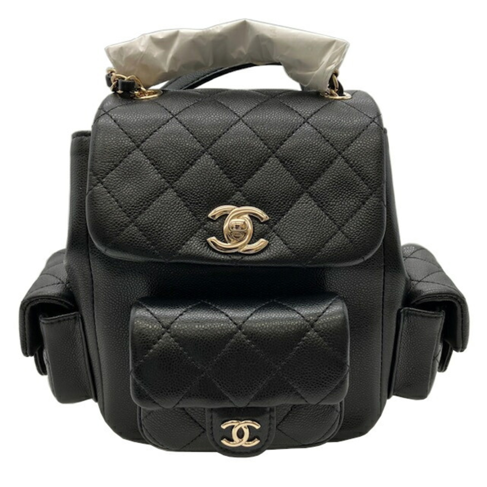 CHANEL Backpack Caviar Skin Black AS4399 Rucksack Women's