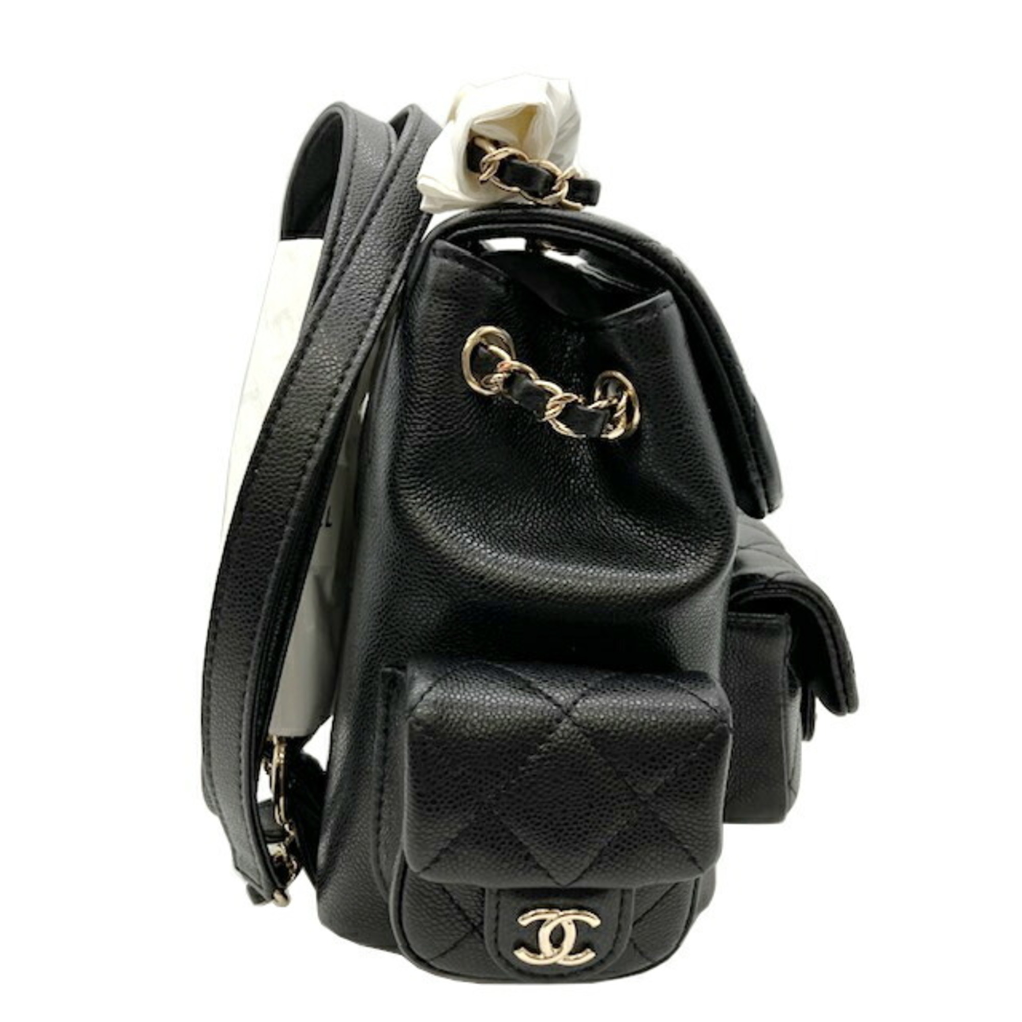 CHANEL Backpack Caviar Skin Black AS4399 Rucksack Women's