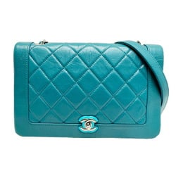 CHANEL Chanel Matelasse Chain Shoulder Bag Leather Turquoise Blue 25th Series