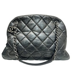 CHANEL Coco Mark Mademoiselle Chain Tote Bag Calfskin Dark Gray 16 Series Women's