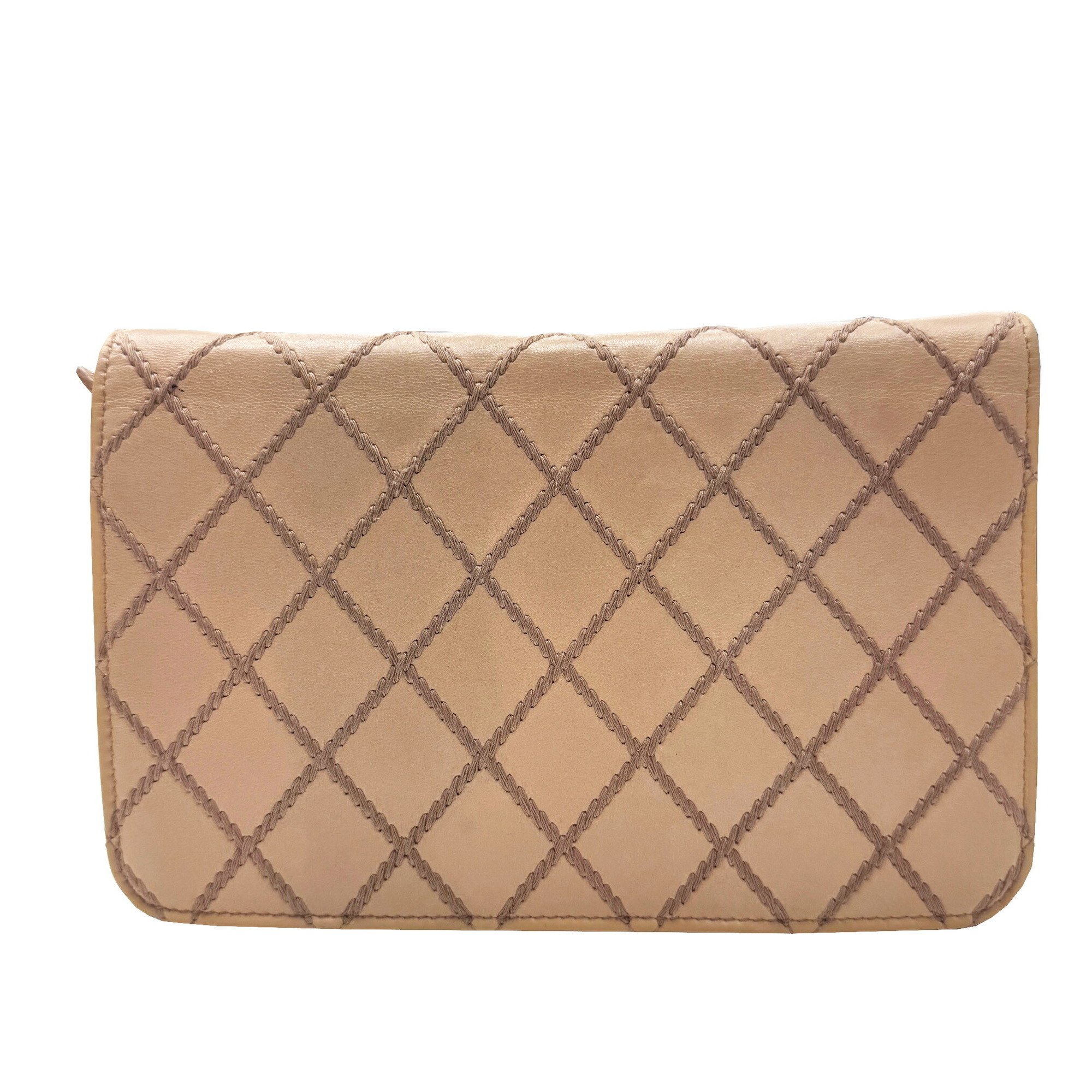 CHANEL Wild Stitch Chain Wallet Shoulder Leather Beige 19th Series Women's Bag