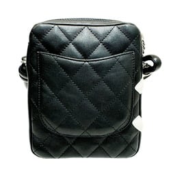 CHANEL Cambon Line Shoulder Bag Leather Black White No.9 Women's