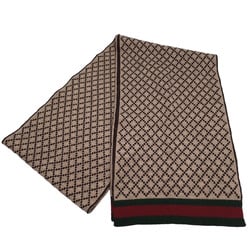 GUCCI Diamante Scarf Wool Diamond Shape Stole Neck Wrap Beige Brown Women Men