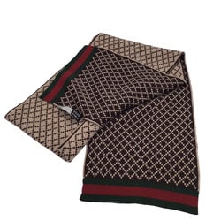 GUCCI Diamante Scarf Wool Diamond Shape Stole Neck Wrap Beige Brown Women Men